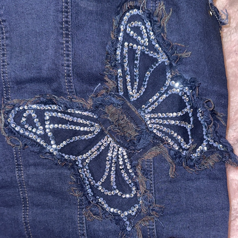 Denim corset top- with custom rinestones